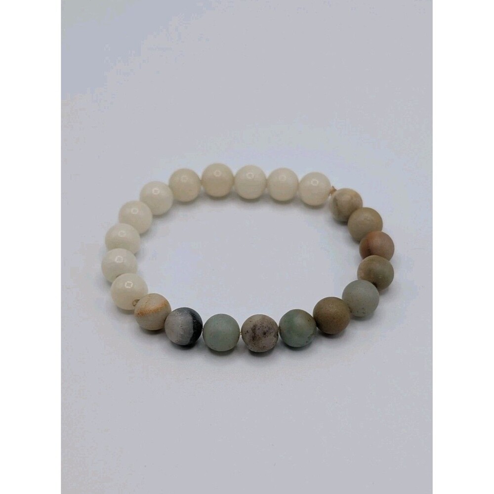 Amazonite Quartz 7 mm Bead Stretch Bracelet Boho Healing Natural Stone Handmade